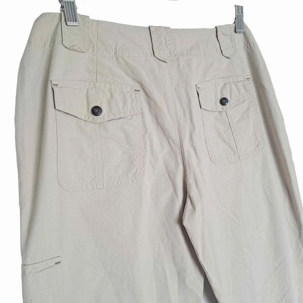 Eddie Bauer Cargo Pants Womens 10P Beige Khaki Ripstop Utility Mid Rise Casual